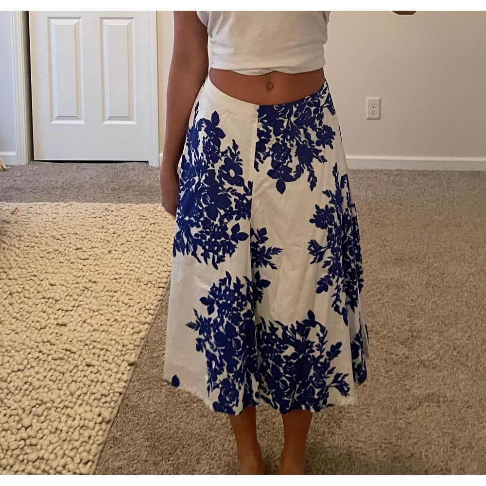 Vintage 90s Gap Floral‎ Cotton A-line Midi Skirt